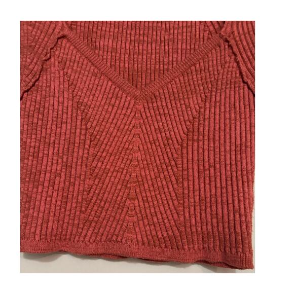 Free People Demi Sweater Top In Coral Spice Size Small Cropped Top NEW - Picture 4 of 5